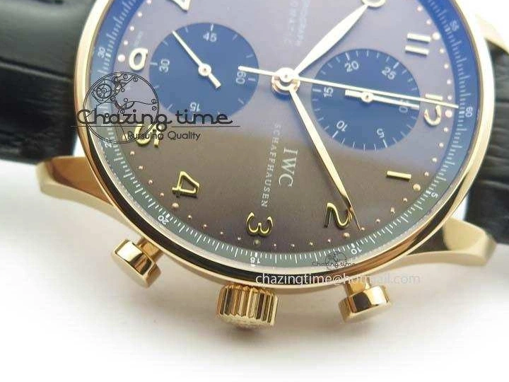 MIROTIME 0325 Classic Portuguese IW371482 ZF 1:1 Best Edition RG Gray Dial Gold Markers On Black Leather Strap A 7265